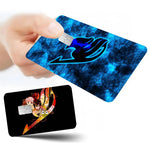 stylo animé fairy tail carte bancaire sticker réutilisable étui occlusion moderne bleu effets feu