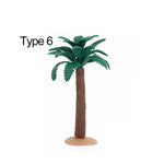 plantes artificielles réalistes feuilles larges troncs texturés base terreuse opacité vert brun jardin miniature
