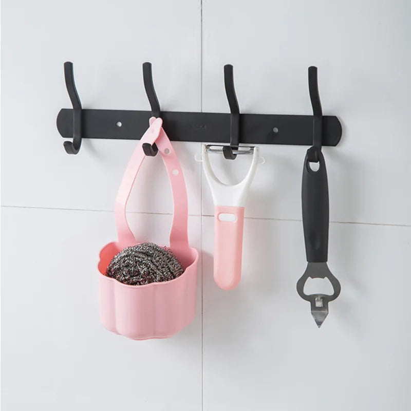 porte éponge réglable moderne multi usages support mural rangement cuisine sain bleu rose gris