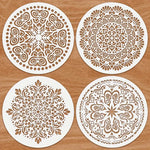 stencils mandala blanc or ornements floraux artisanal élégants peinture bricolage décoration murale bois tissu