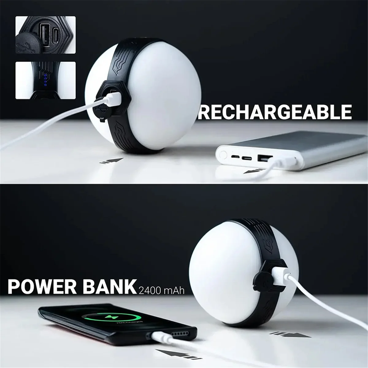 lampe led portable camping rechargeable suspension trépied sangle cuir moderne étancheextérieur