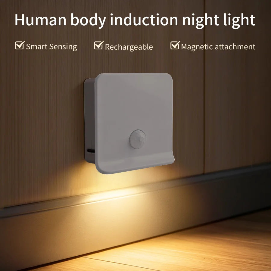 veilleuse mur capteur mouvement rechargeable blanc moderne interrupteur tactile adhésif led 60lm 249lm sécurité