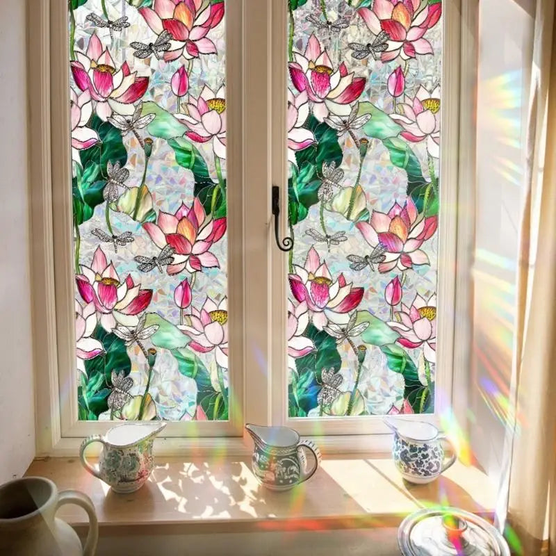 film décoratif fleurs papillons multicolore adhésif opacité artiste 43x100cm 43x200cm