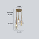 lampe suspendue moderne transparente chaîne dorée ampoule incluse flux lumineux variable certifications multiples sécurité