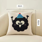 coussin carré 45x45cm motif animaux noir blanc cartoon amovible lavable