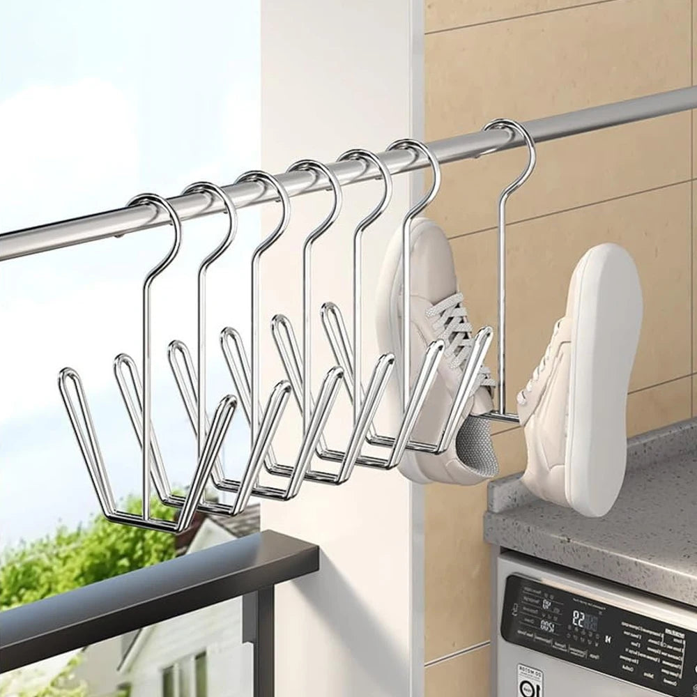 porte souliers argenté moderne réutilisable tringle fixe cintre chaussures séchoir gain place organiser déshumidifier