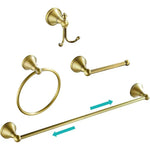 accessoires salle bain doré ornements floraux classique porte serviettes mural anneau crochet fixations vis