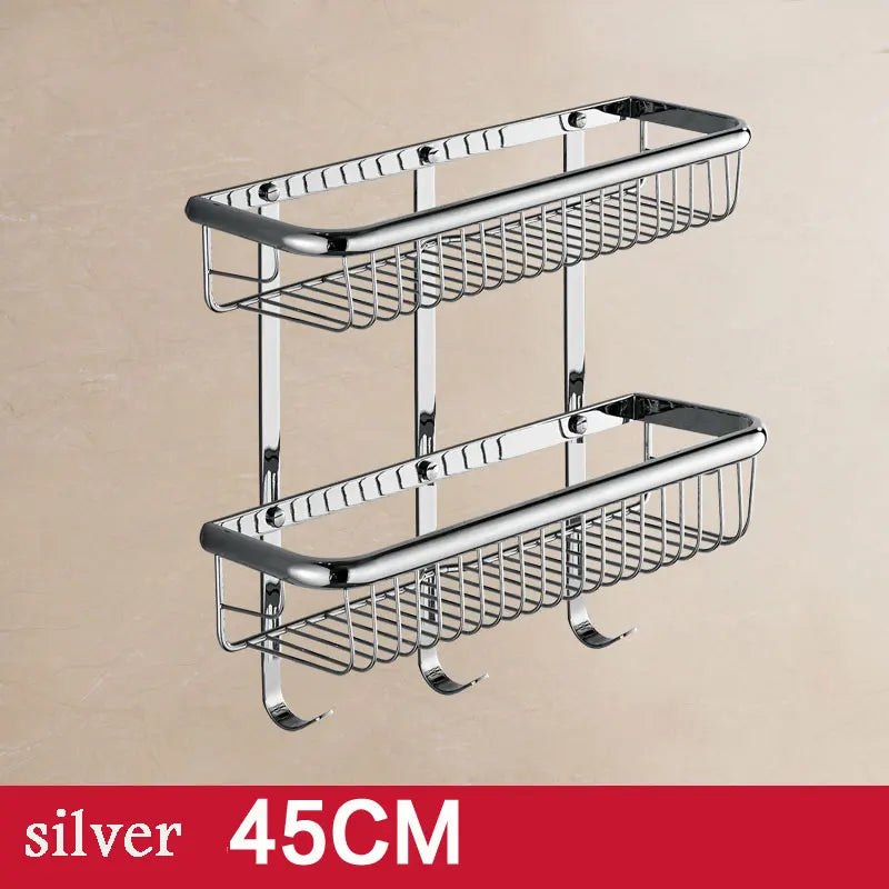 étagère salle bain double niveau or chrome moderne minimaliste clips inclusion vis écrous