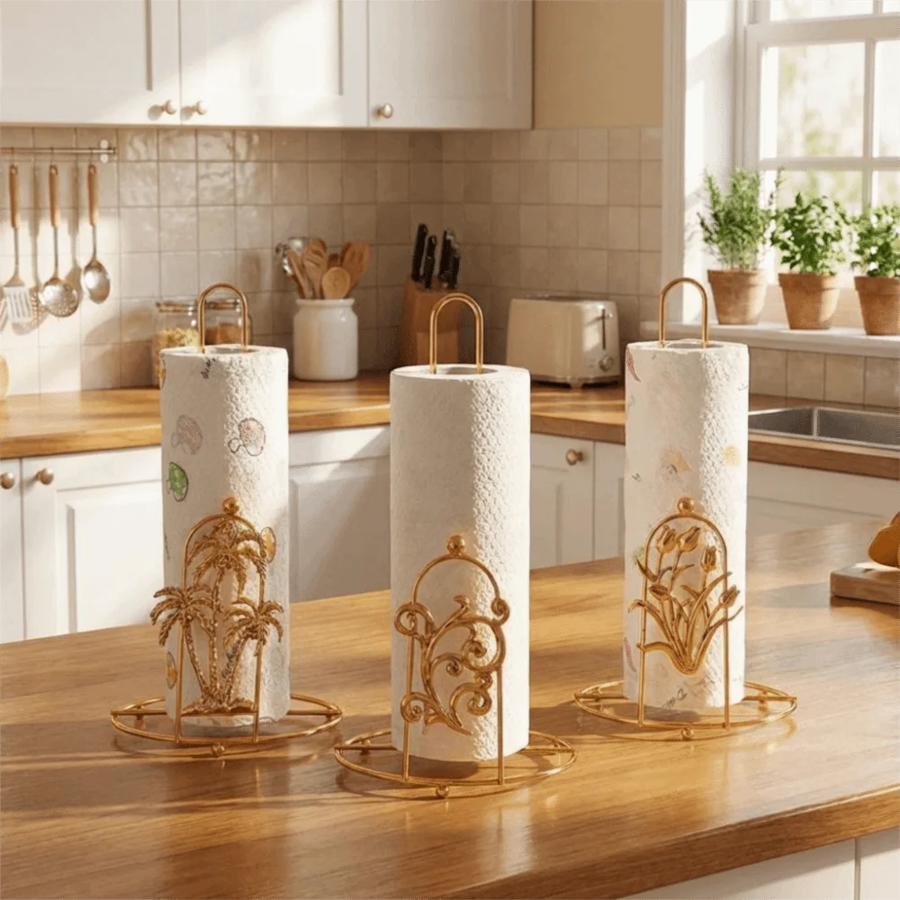 porte serviettes papier moderne élégant doré motifs floraux réutilisable sans bpa