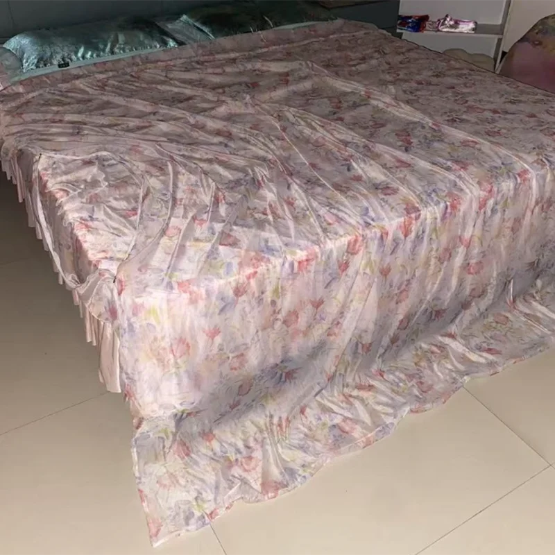 drap lit fleuri moderne rose blanc vert bleu orange soyeux toucher doux imprimé grande