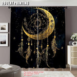 rideau boho lune noir étoiles géométriques opaques salon chambre coucher