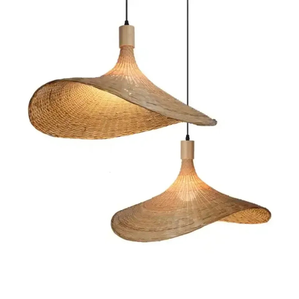 lampe suspendue moderne rustique tissée bambou naturel salon décoration lumière chaîne métallique