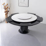 table manger ronde extensible imitation marbre noir moderne six chaises