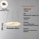 suspension lumineuse résine marbre moderne blanc chaînes salon chambre restaurant étude