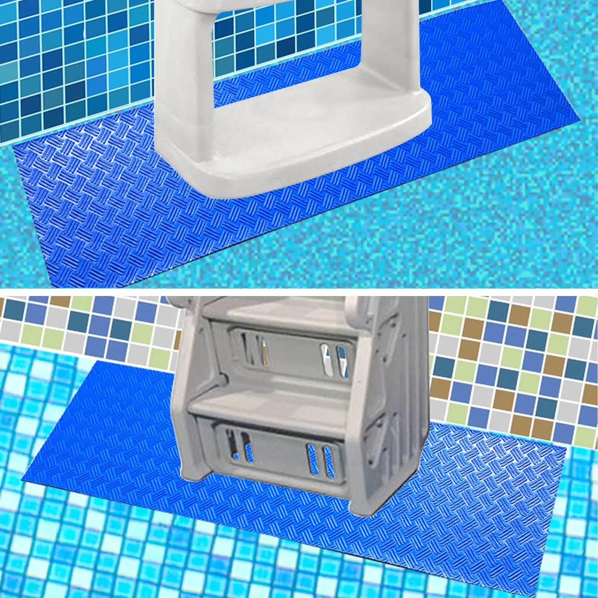 tapis antidérapant pvc bleu surface texturée losanges piscine escalier porte salle bain baignoire cuisine