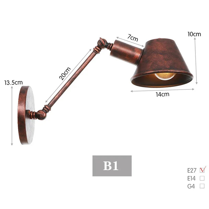 lampe murale articulée industrielle noir fixée éclairage chambre cuisine