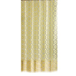 rideau douche moderne transparent cercles dorés métalliques blanc jaune clair salle bain decoration