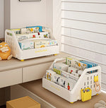 support livres blanc jaune moderne poignées compartiments livres support jouets transparent assemblage chambre enfant