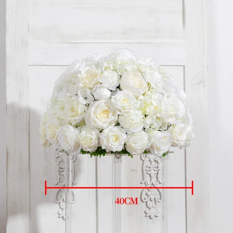 décoration mariage rose blanche soie diamètre 50cm intérieur présentoirs transparents