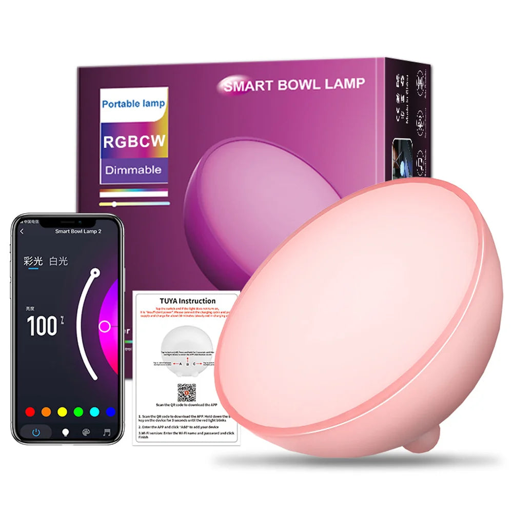 lampe table intelligente wifi bluetooth rose moderne veilleuse ambiance led rechargeable 249 2000 flux