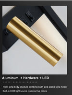 lampe murale led moderne minimaliste noir doré fixée mur interrupteur câble 2000lm chambre salle