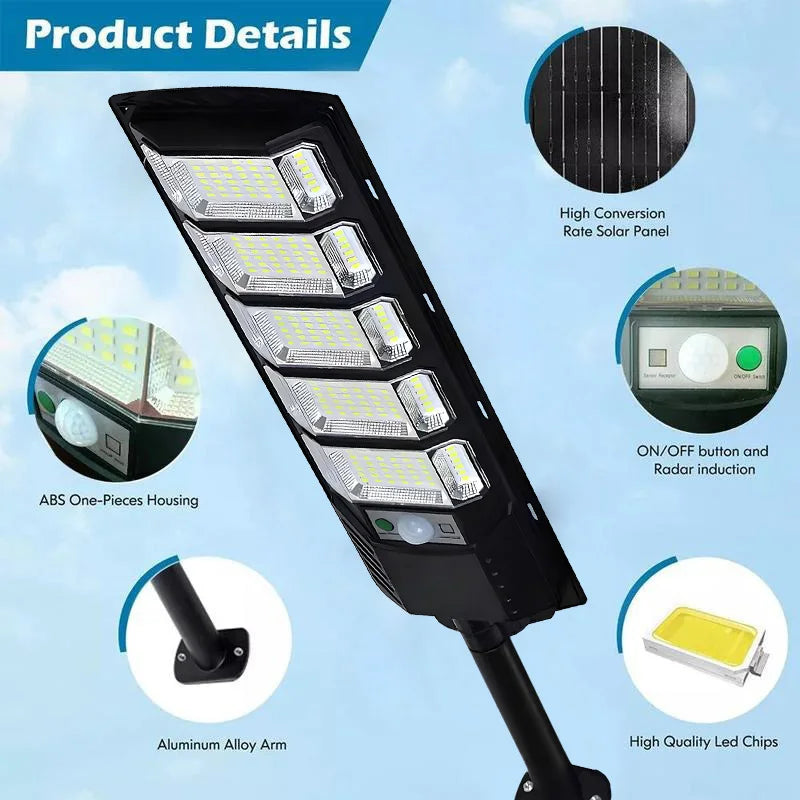lampadaire solaire led moderne capteur mouvement étanche panneau solaire noir jaune bleu