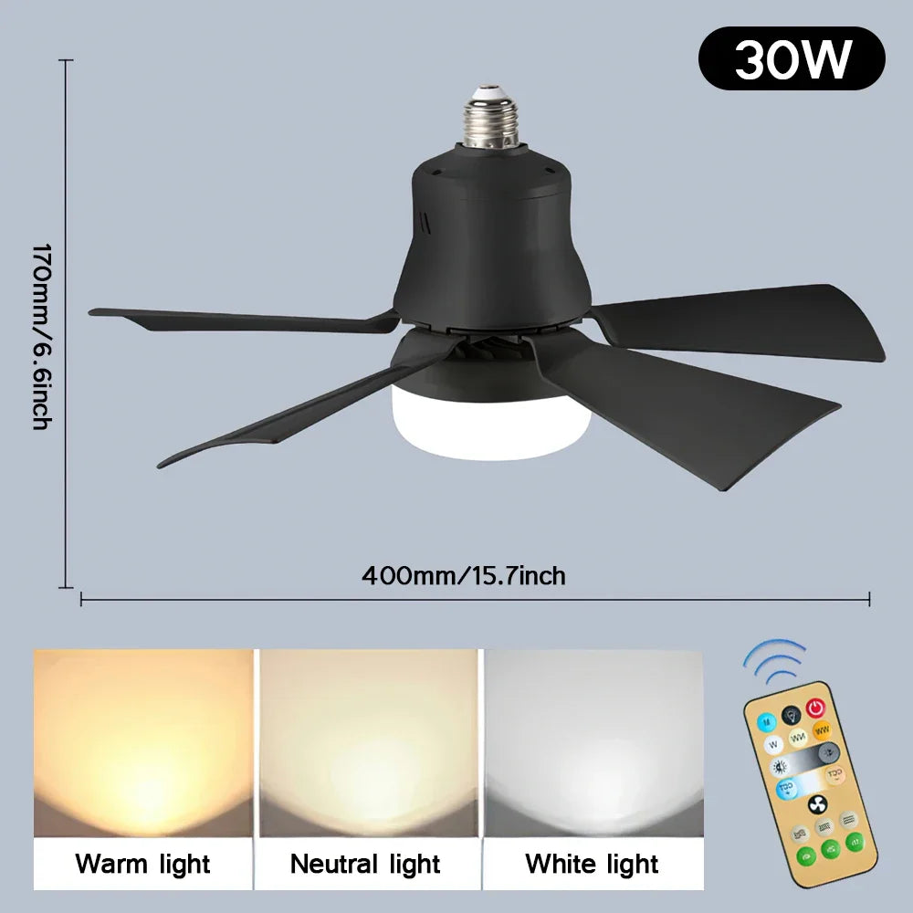 ventilateur led noir moderne télécommande variateur intensité aération chambre salon