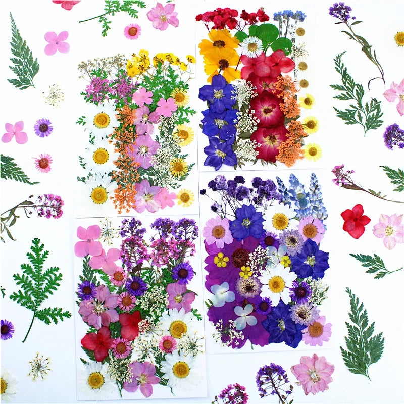 fleurs séchées composition artisanale violet bleu rose blanc vert décoration uv epoxy fills bijoux