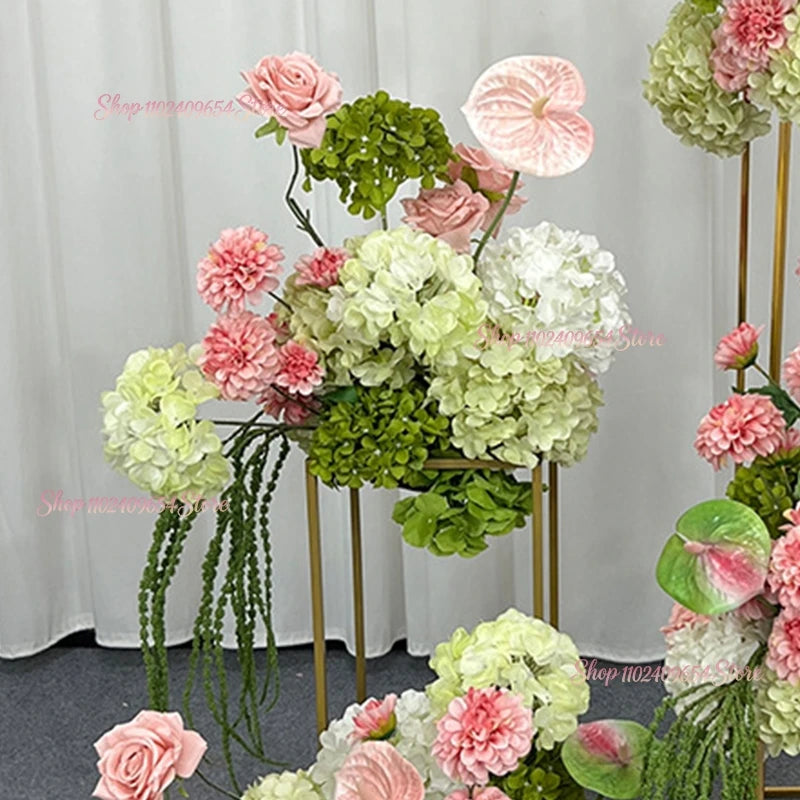 Architectures décoration florales artificielles blanches roses vertes romantiques occasionnelleextérieur mariage anniversaire