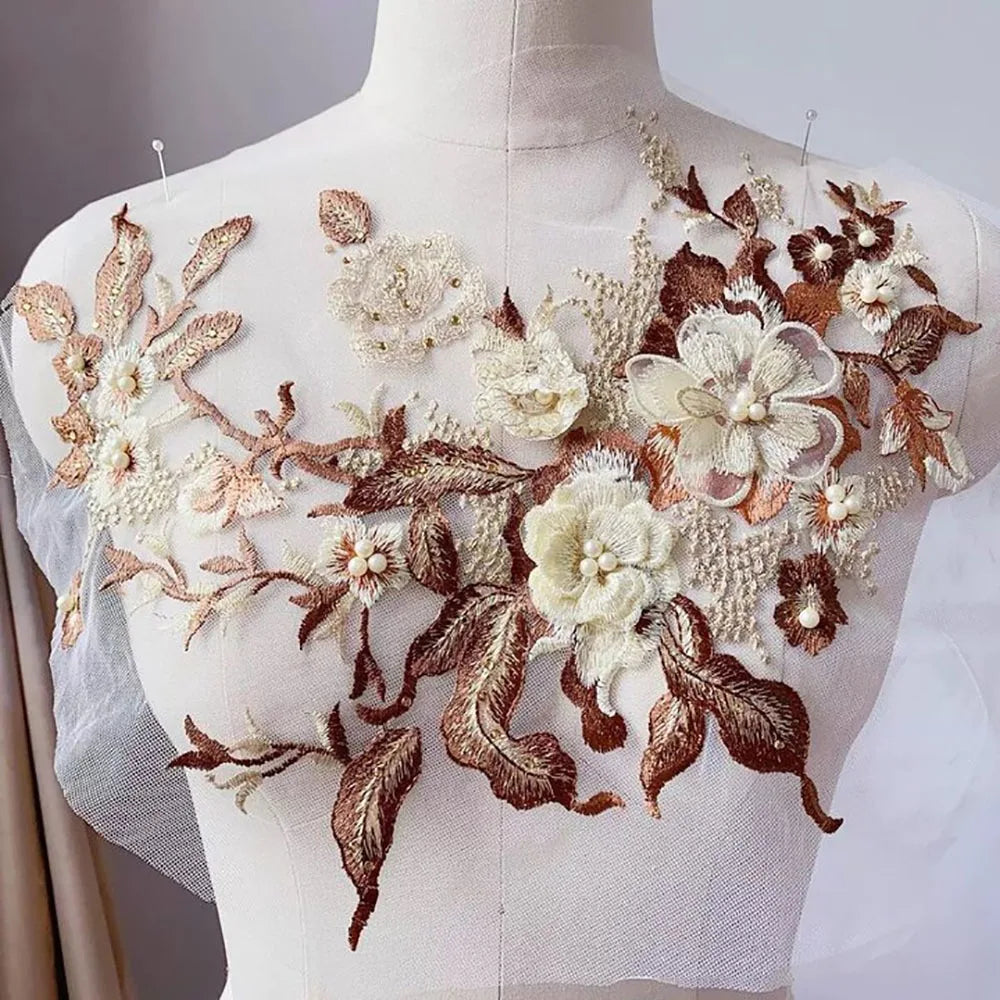 applique textile brodée fleurs violet rose blanc adultes femmes