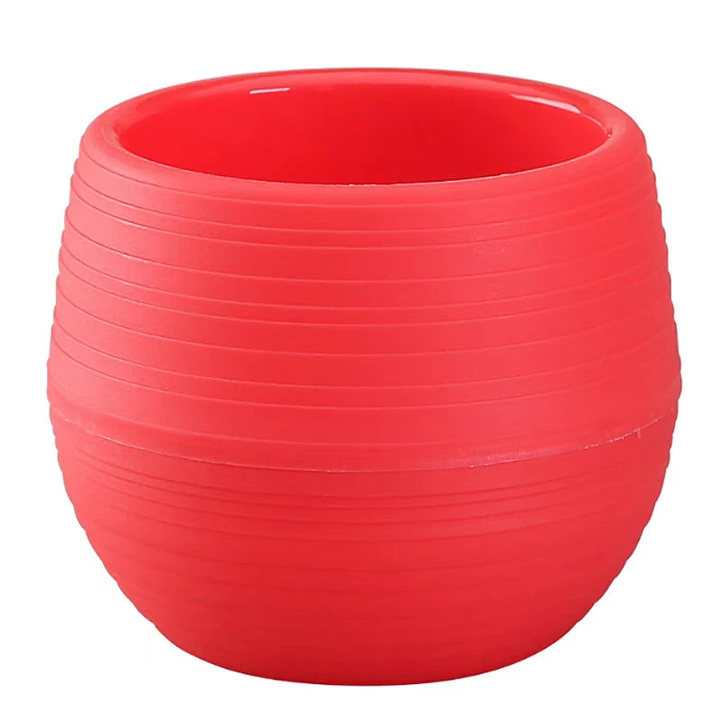 cache pot résine coloré moderne rayures horizontales plante succulente bleu blanc jaune rouge vert