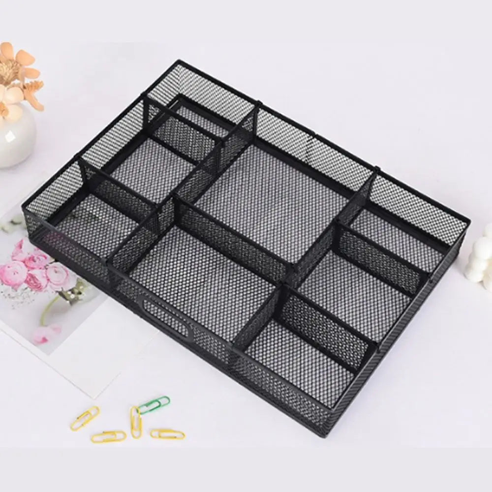 organisateur noir maillé moderne compartiments multiple rangement amovible stylos clips postits crayons