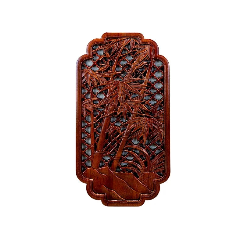 décoration murale traditionnelle gravure florale panneau bois ornements végétaux chinois classique intérieur
