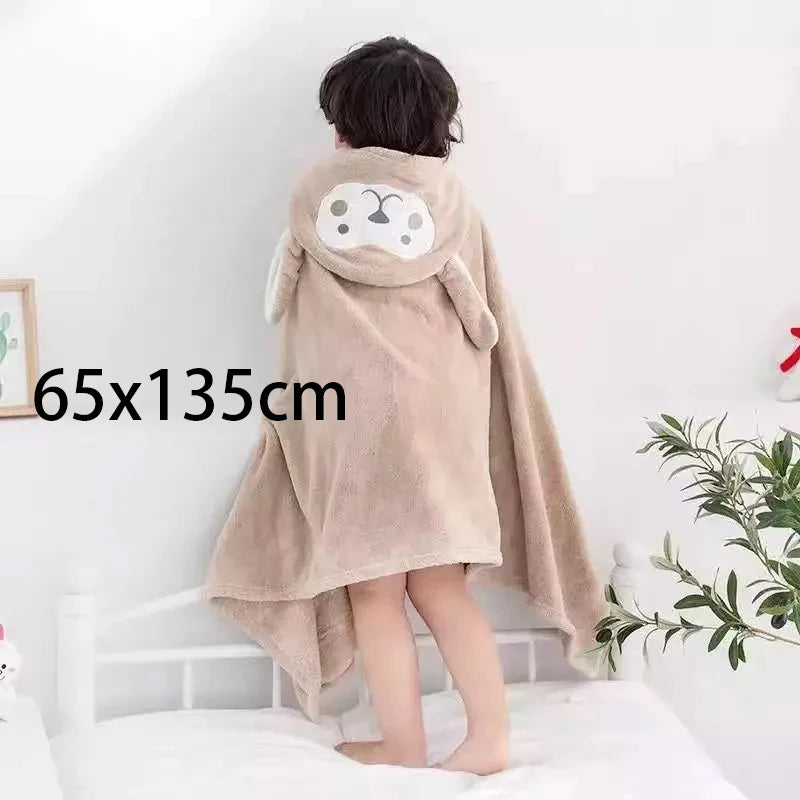 serviette bain enfant brodée dessin animé microfibre rose clair douce confortable