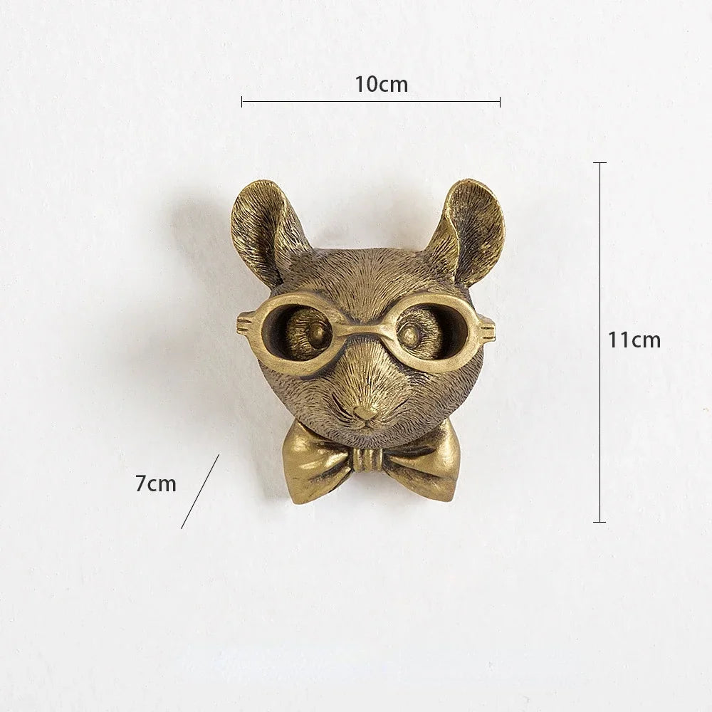 têtes animales décoratives modernes réaliste détail doré résine fixations lunettes cheminée