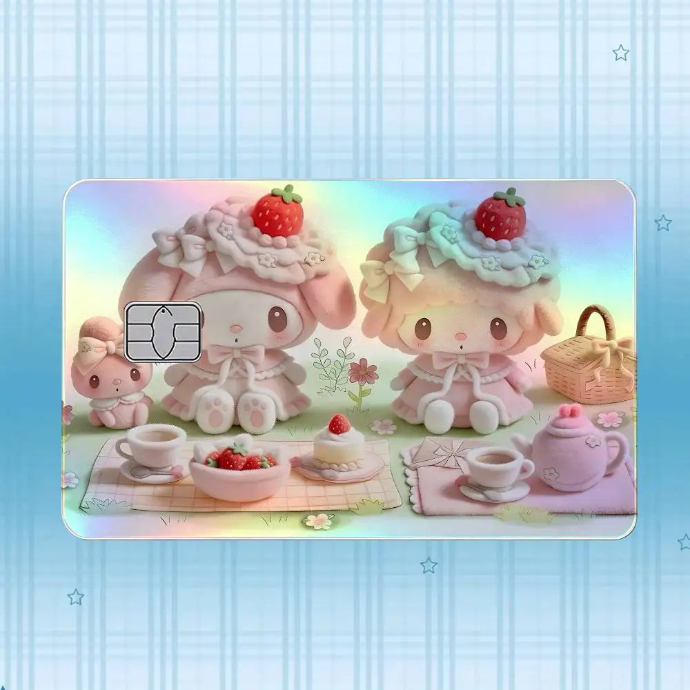 autocollant carte crédit my melody dessin animé rose violet bleu blanc