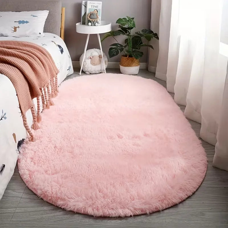 tapis moderne rose clair gris bleu turquoise peluche doux salon chambre maison