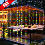 rideau lumineux led blanc multicolore moderne clips fixation modes éclairageextérieur ip55