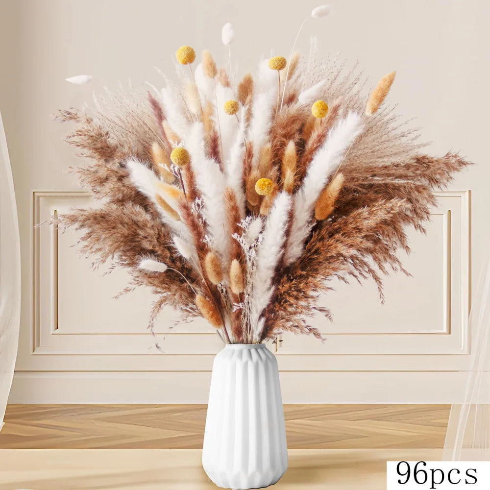 bouquet fleurs séchées beige vert boho rustique décoration intérieure anniversaire mariage pendaison crémaillère