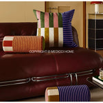 taies d'oreiller décoratives rayées contemporain bleu rouge beige marron vert orange polyester respectueux environnement