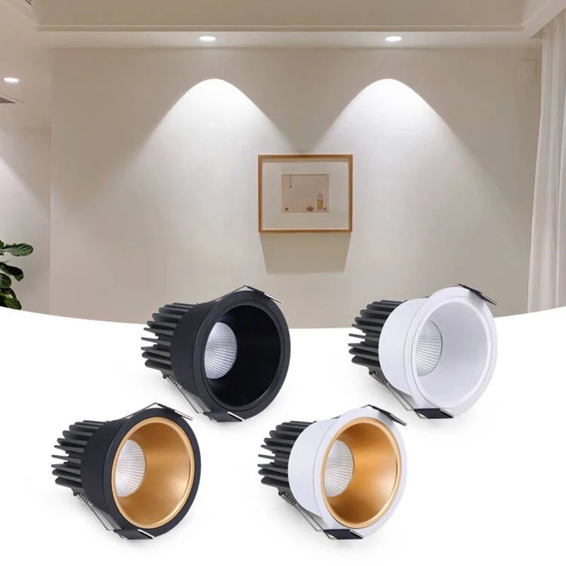 Spot LED 12W Noir Blanc Or moderne minimaliste aluminium flux lumineux chambre