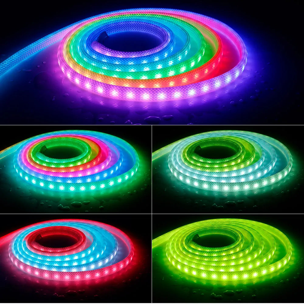 ruban led flexible violet vert orange maille fine ip67 60leds/m smd intelligent 3000 6500k