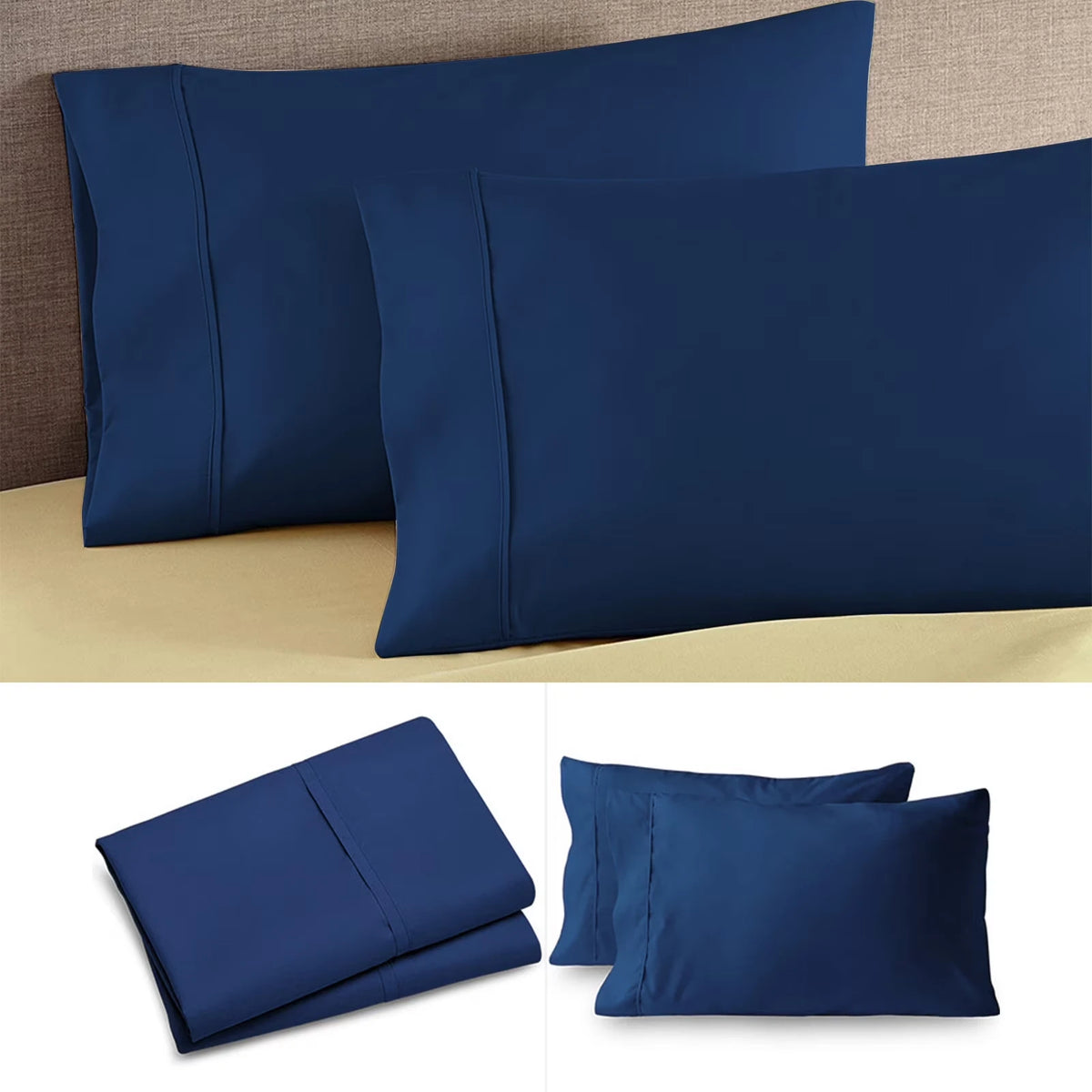 taies d'oreiller microfibre coton polyester beige gris noir bleu rouge blanc enveloppe simple literie