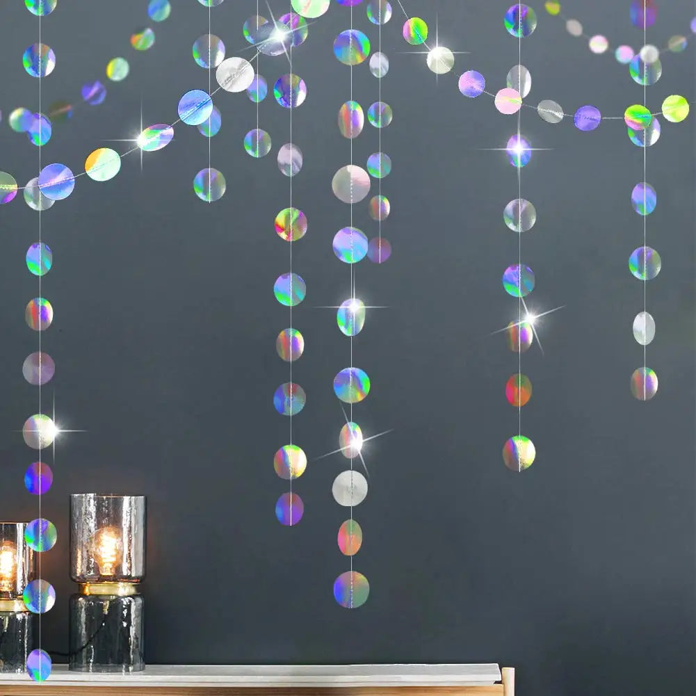 décoration anniversaire guirlande étoiles cercles pailletés 4m mariage festives multicolores suspendues