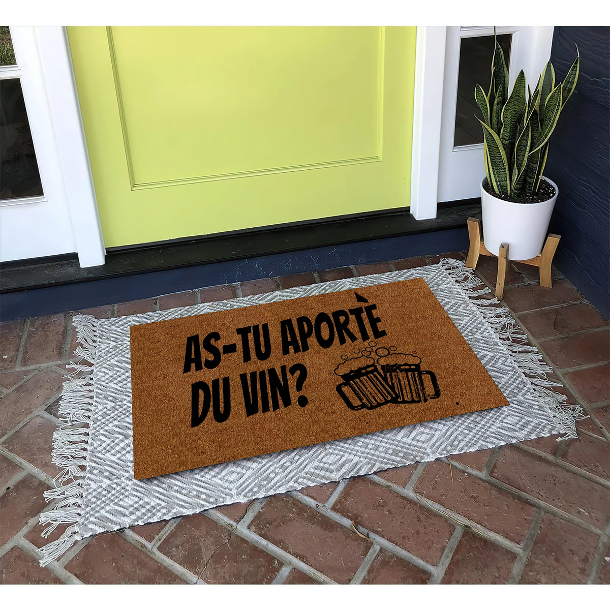 tapis d'entrée marron clair imprimé vin moderne antidérapant extérieur indoor 60x40cm