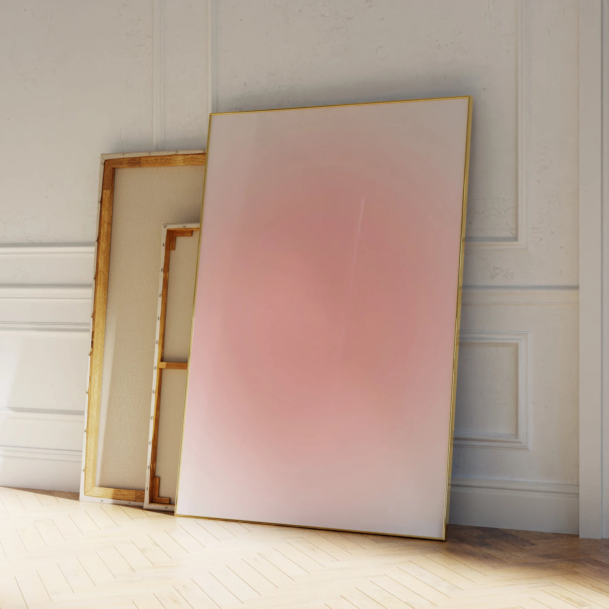 toile d'art moderne rose contemporain gradation couleur abstraction salon décoration maison vertical