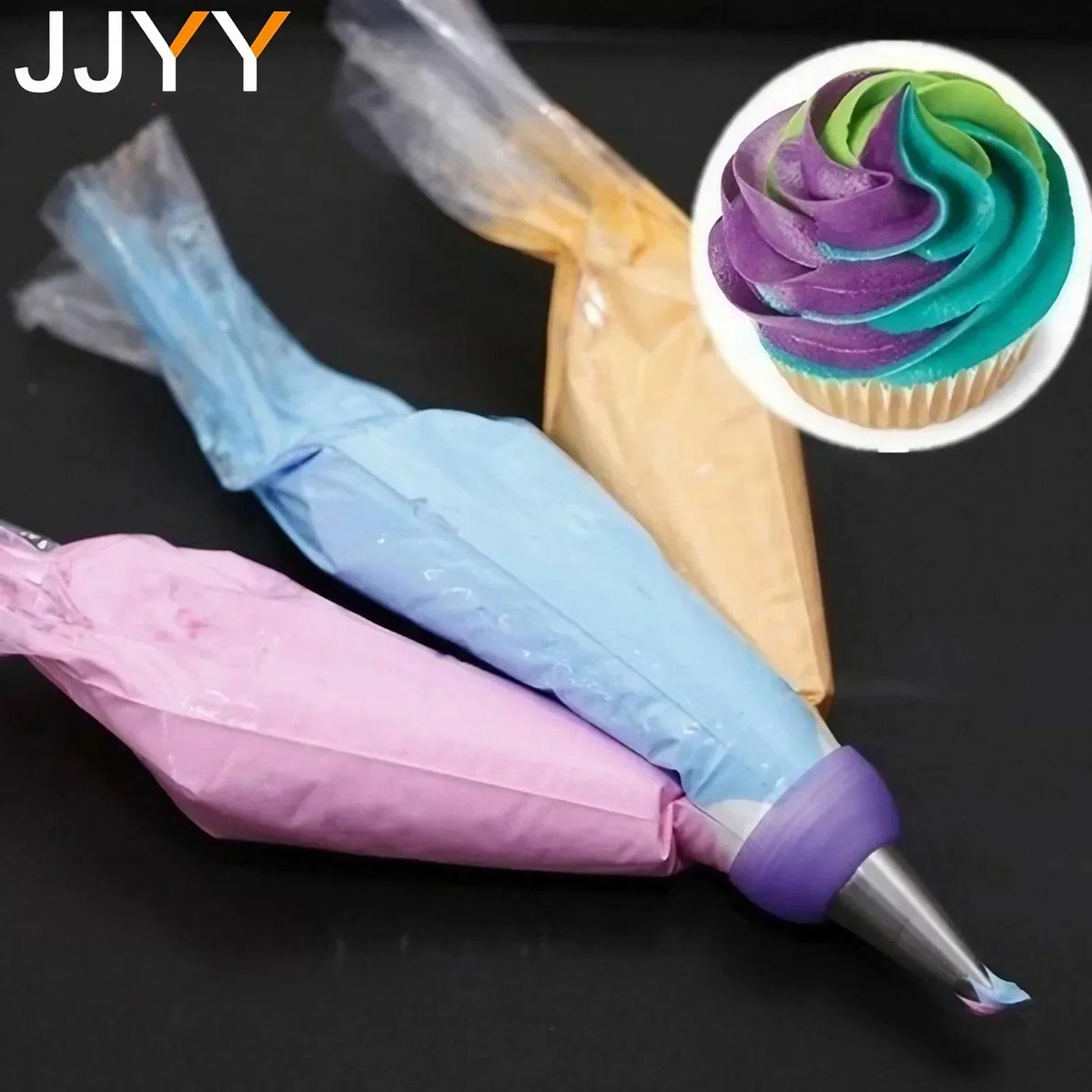 décorateur desserts métal nozzles tourbillons crème colorée sacs plastique transparent embouts métalliques cupcakes
