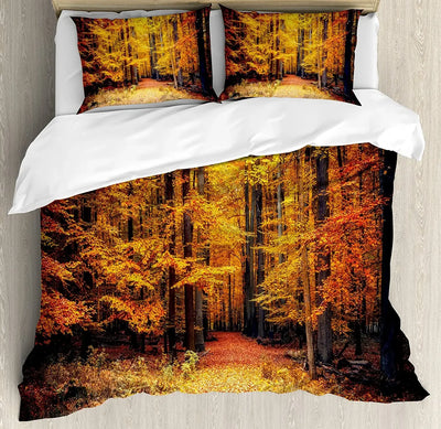 Housse de couette forêt automnale magique avec feuilles vives