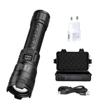 torche tactique rechargeable led 2000lm ipx4 moderne noire texturée camping
