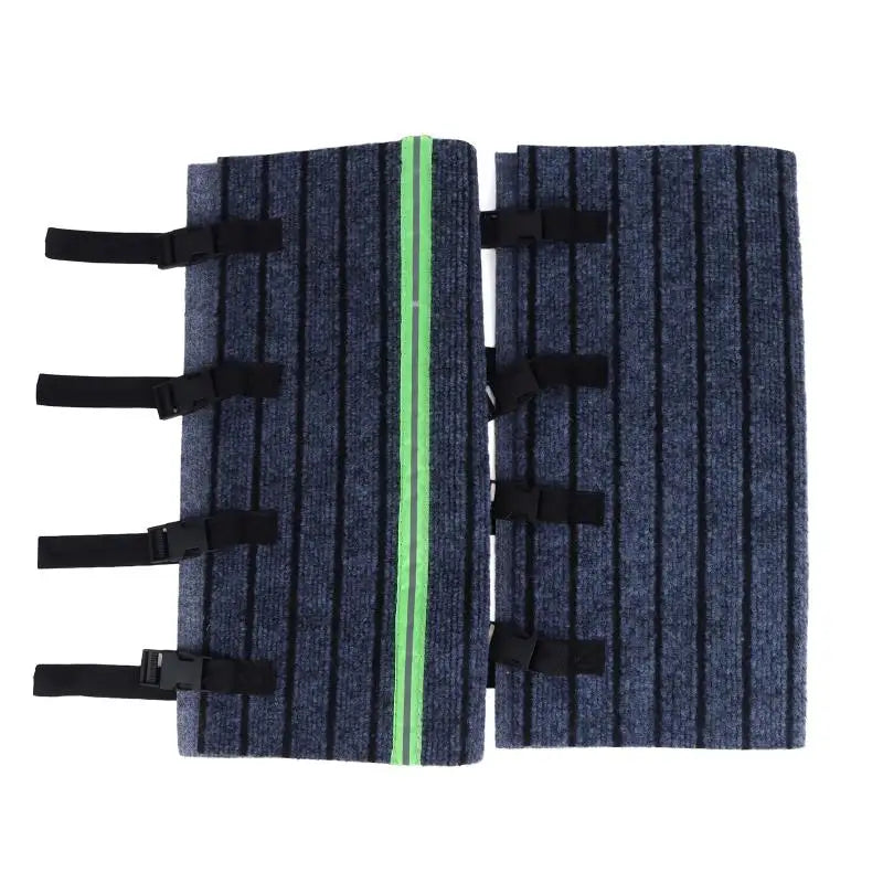 tapis d'accès gris foncé rayures horizontales clips noirs antidérapant moderne camping car vert fluo